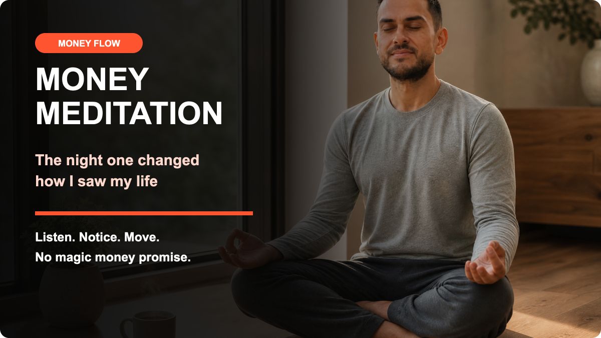 Sean Ali beside the title Money Meditation: The Night One Changed How I Saw My Life
